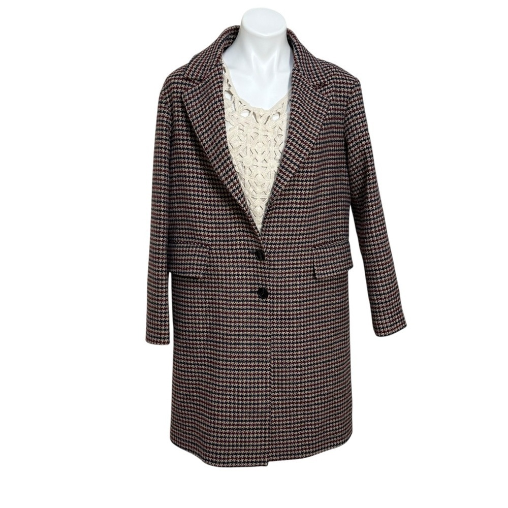 Gerard Darel Paris houndstooth Wool Long coat / blazer style classic winter coat